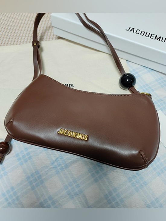 Jacquemus Handbags - Jacquemus Brown Leather Crossbody Bag with Gold Logo